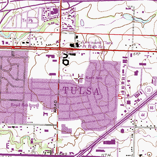 Topographic Map of Kerr Elementary School, OK