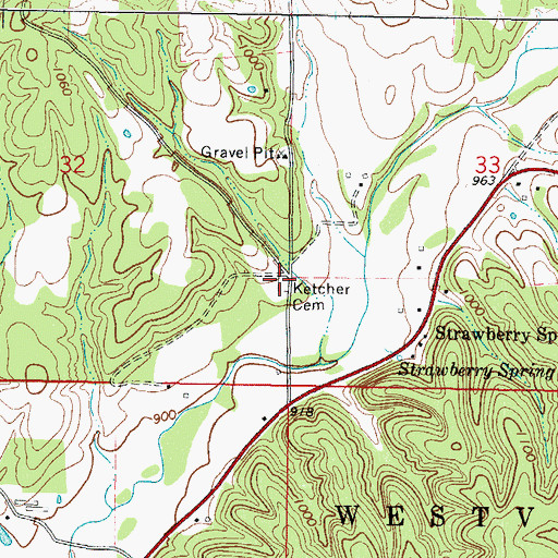 Topographic Map of Ketcher Cemetery, OK