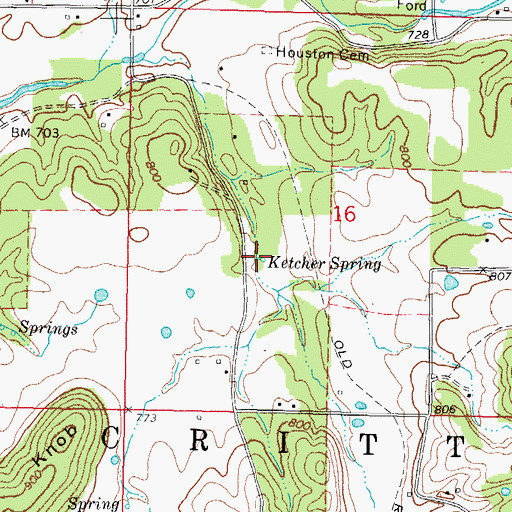 Topographic Map of Ketcher Spring, OK