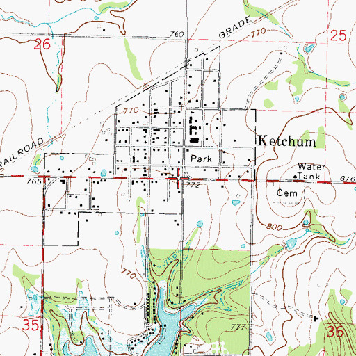 Topographic Map of Ketchum, OK