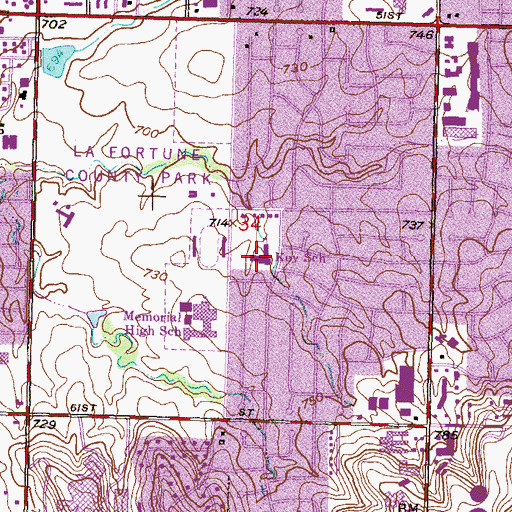 Topographic Map of Key Elementary School, OK