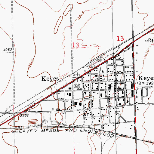 Topographic Map of Keyes, OK