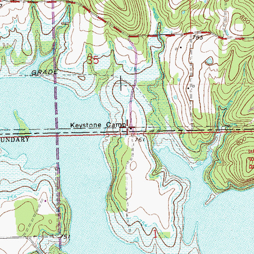 Topographic Map of Keystone Camp, OK