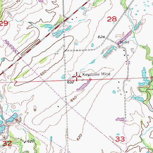 Topographic Map of Keystone Mine, OK