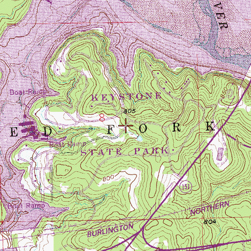 Topographic Map of Keystone State Park, OK