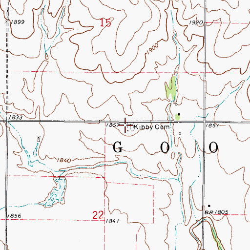 Topographic Map of Kibby Cemetery, OK