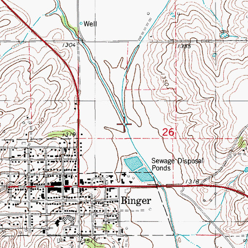 Topographic Map of Kickapoo Creek, OK