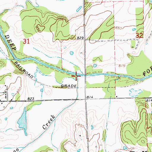 Topographic Map of Kickapoo Creek, OK