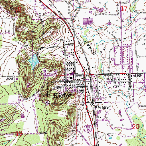 Topographic Map of Kiefer, OK