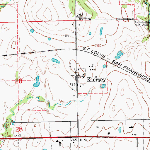 Topographic Map of Kiersey, OK