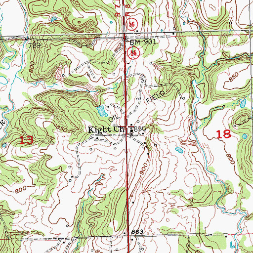 Topographic Map of Kight Church, OK