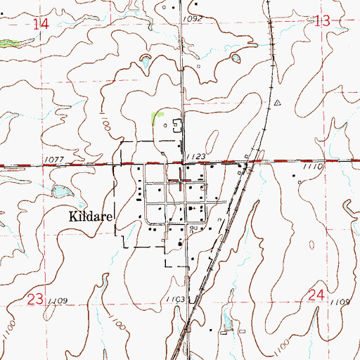 Topographic Map of Kildare, OK