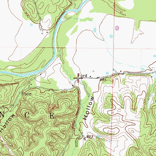 Topographic Map of Kill Hollow, OK