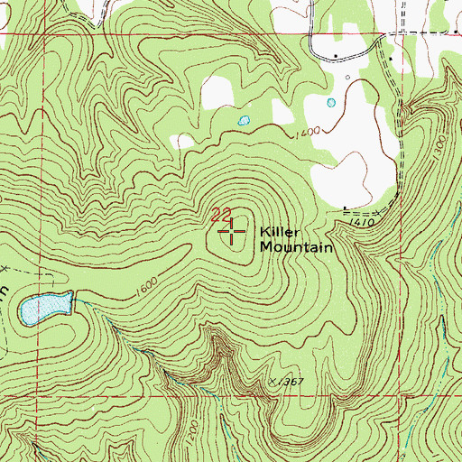 Topographic Map of Killer Mountain, OK