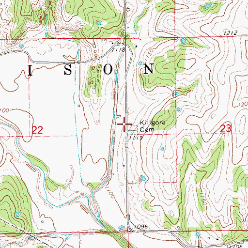 Topographic Map of Killgore Cemetery, OK