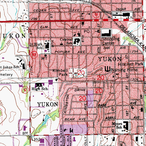 Topographic Map of Kimbell Park, OK