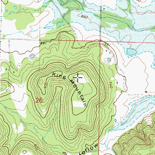 Topographic Map of King Mountain, OK