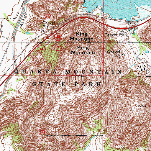 Topographic Map of King Mountain, OK