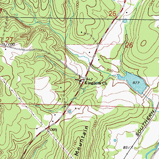 Topographic Map of Kingdom Church, OK