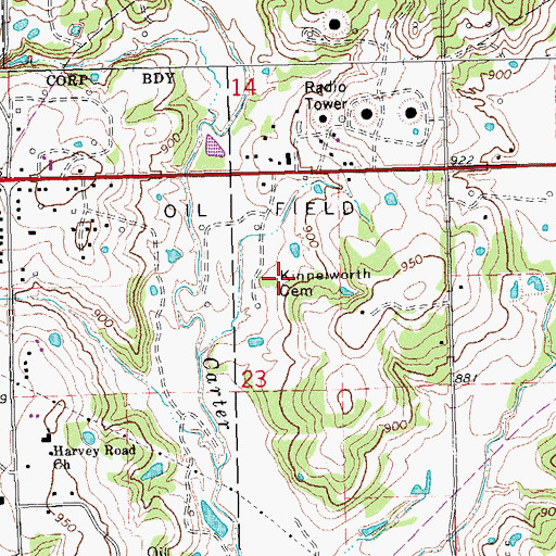 Topographic Map of Kinnelworth Cemetery, OK