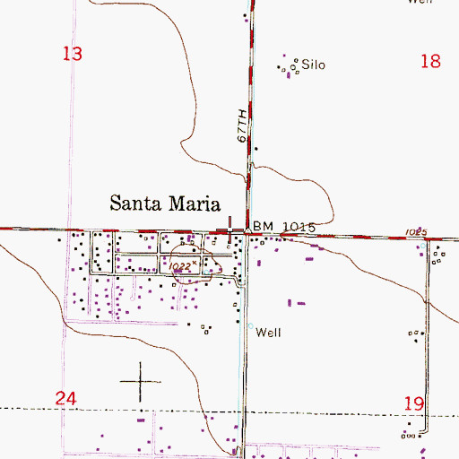 Topographic Map of Santa Maria, AZ