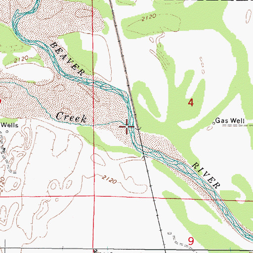 Topographic Map of Kiowa Creek, OK