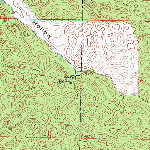 Topographic Map of Kirk Springs, OK