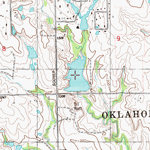 Topographic Map of Kitchen Lake, OK