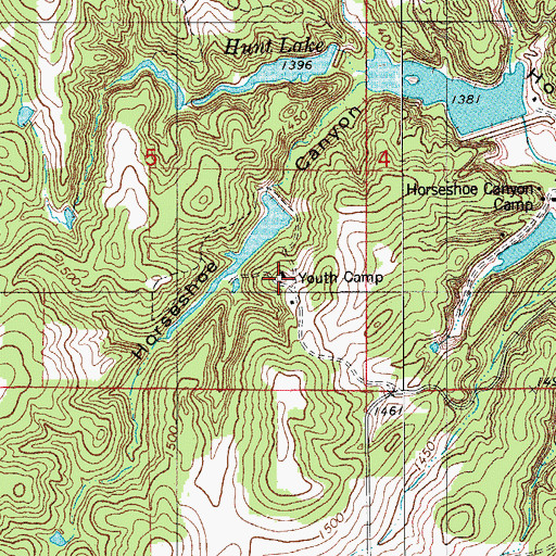 Topographic Map of Kiwanis Youth Camp, OK