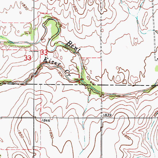 Topographic Map of Kizer Creek, OK