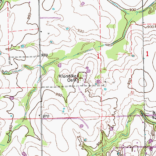 Topographic Map of Klondike Cemetery, OK