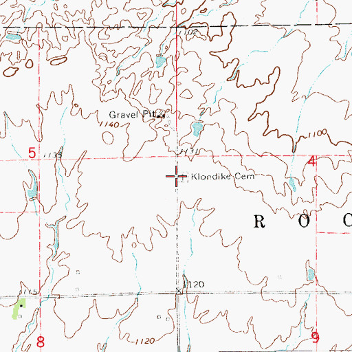 Topographic Map of Klondike Cemetery, OK
