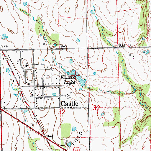 Topographic Map of Klutts Lake, OK
