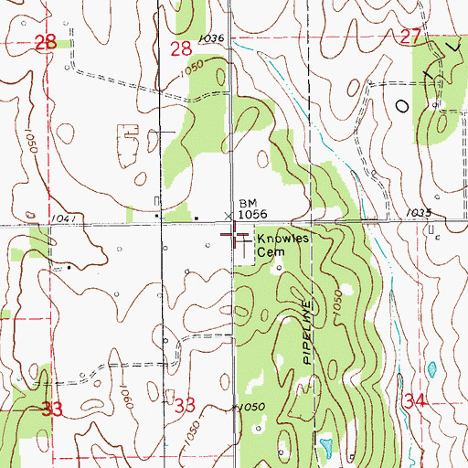 Topographic Map of Knowles Cemetery, OK