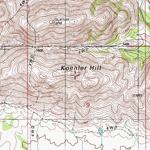 Topographic Map of Koehler Hill, OK