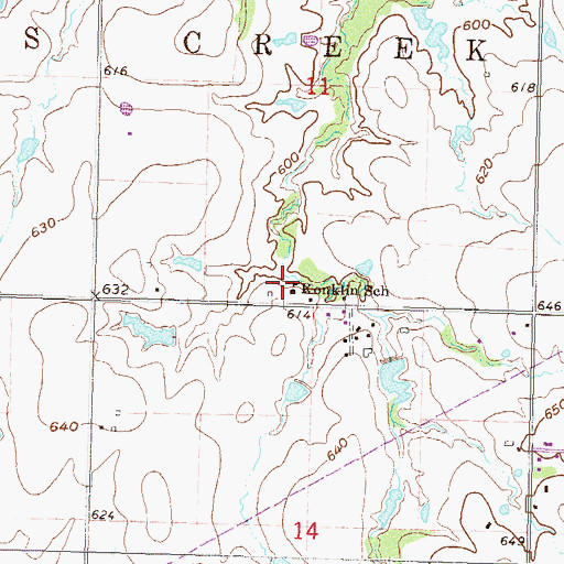 Topographic Map of Konklin School, OK