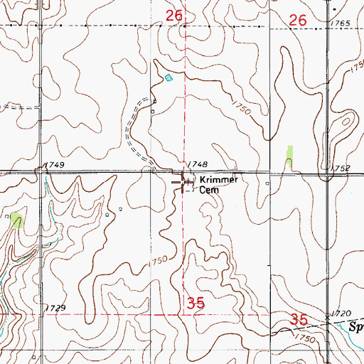 Topographic Map of Krimmer Cemetery, OK