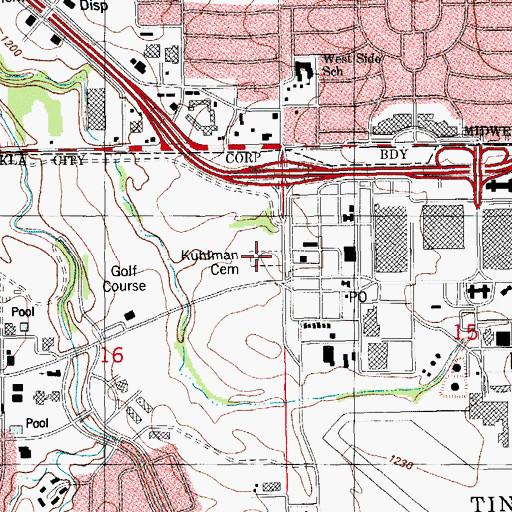 Topographic Map of Kuhlman Cemetery, OK