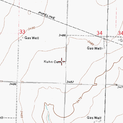 Topographic Map of Kuhn Cemetery, OK