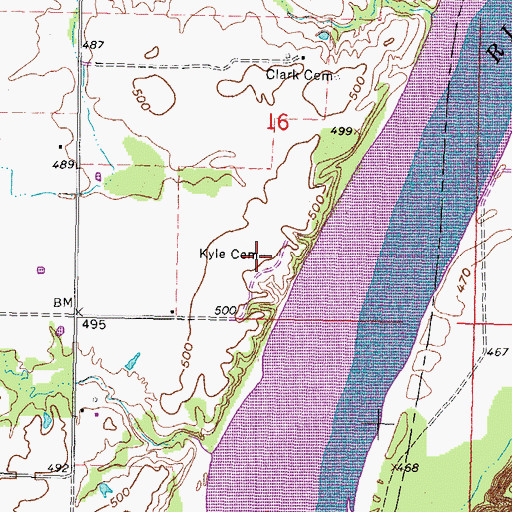 Topographic Map of Kyle Cemetery, OK