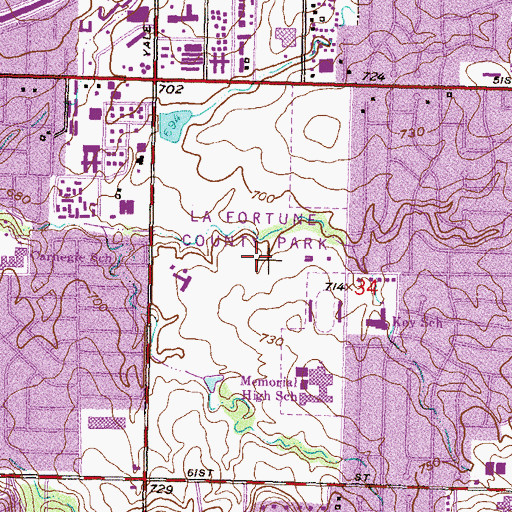 Topographic Map of La Fortune Park, OK