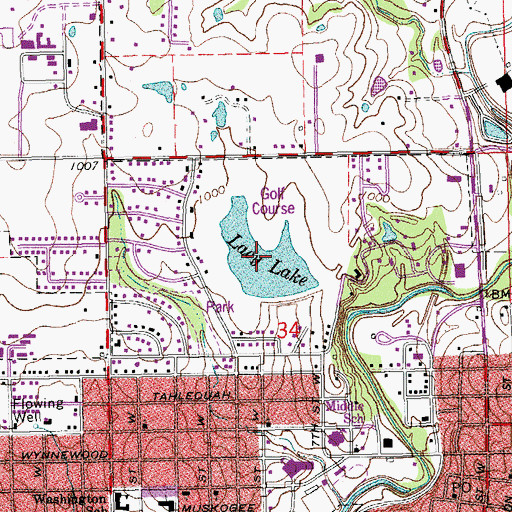 Topographic Map of Lacy Lake, OK