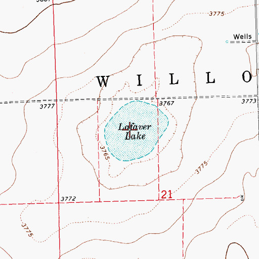 Topographic Map of Lafaver Lake, OK