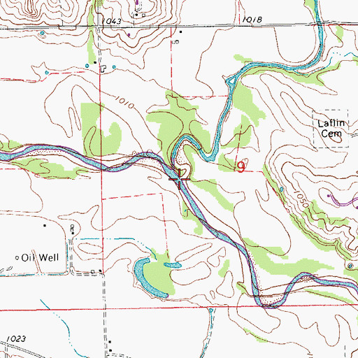 Topographic Map of Laflin Creek, OK
