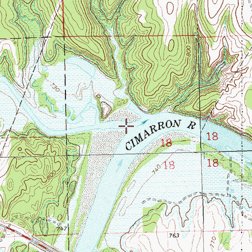 Topographic Map of Lagoon Creek, OK