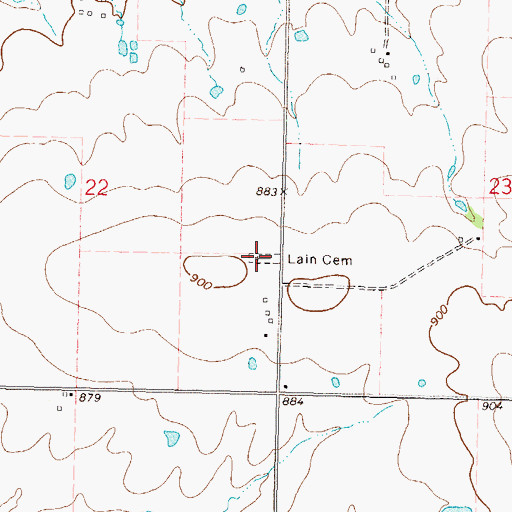 Topographic Map of Lain Cemetery, OK