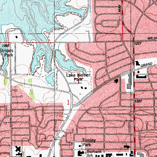 Topographic Map of Lake Hefner Park, OK