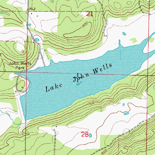 Topographic Map of Lake John Wells, OK