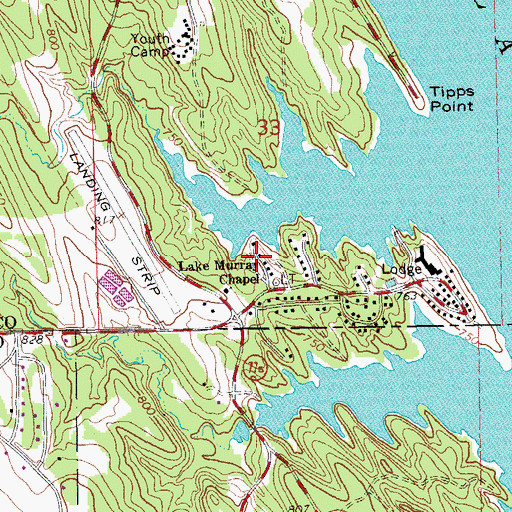 Topographic Map of Lake Murray Chapel, OK