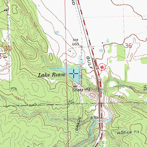 Topographic Map of Lake Ream, OK